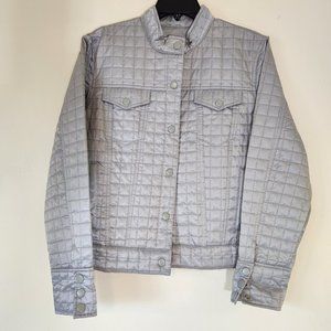 Gap Quilted Silver Unlined LS Jean Jacket Large